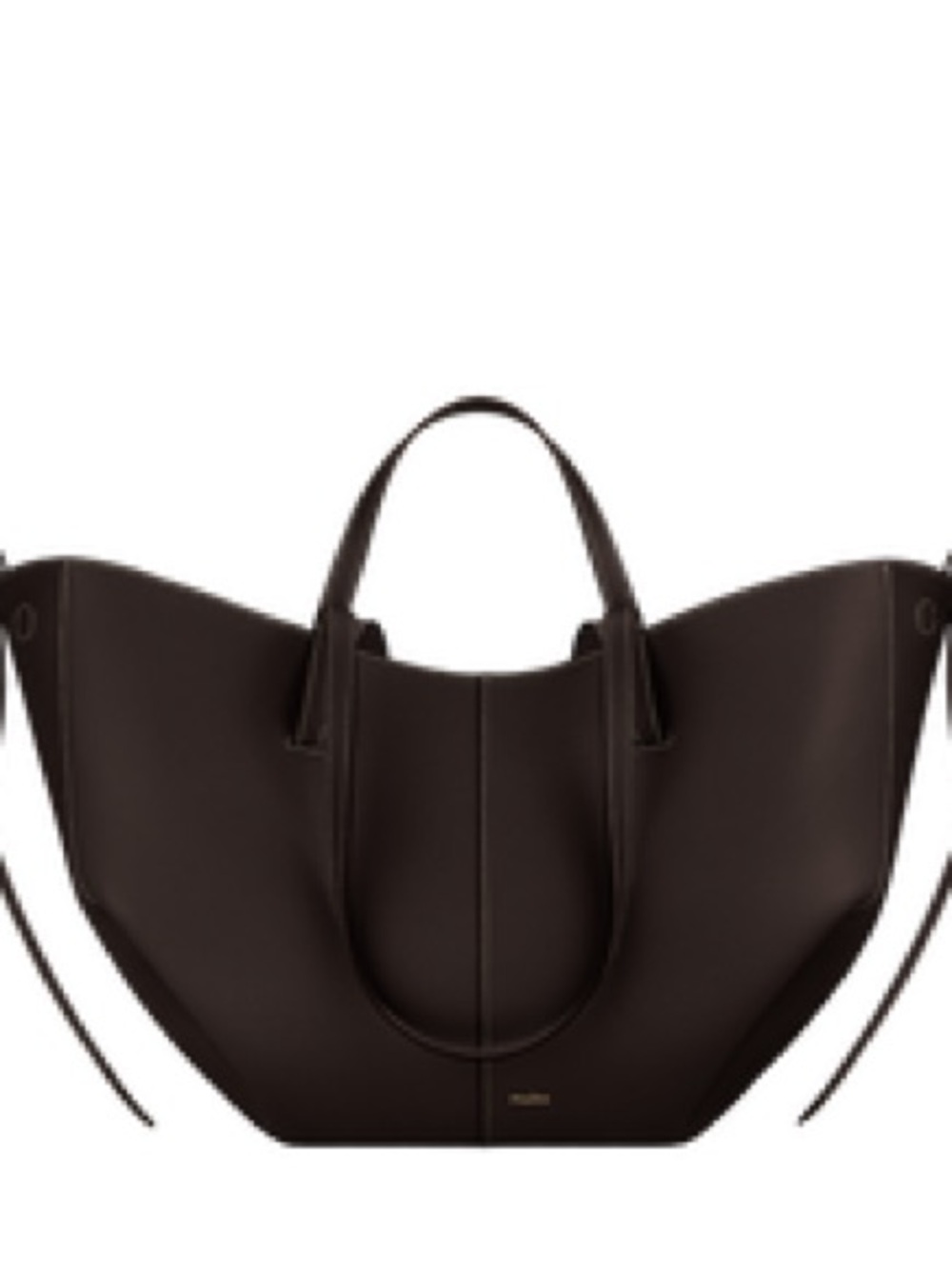 Polene Dark Brown Leather Winged Tote